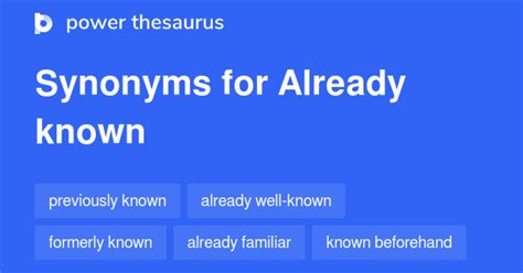 another word for already known.
